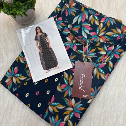 Pranjul Long Top Nighty No Zip - No Button