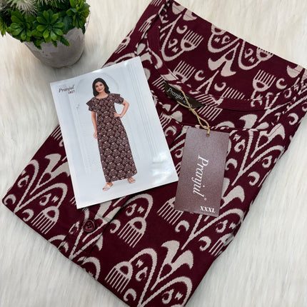 Pranjul Long Top Nighty with Button