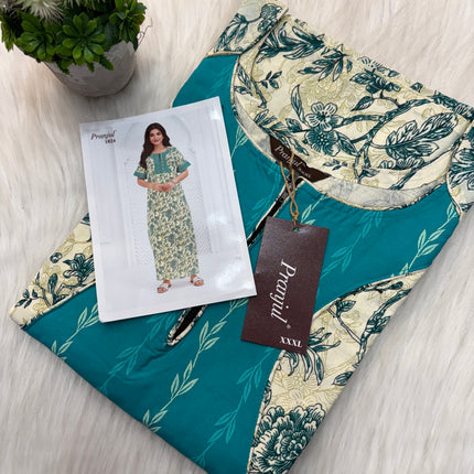 Pranjul Long Top Nighty with Zip