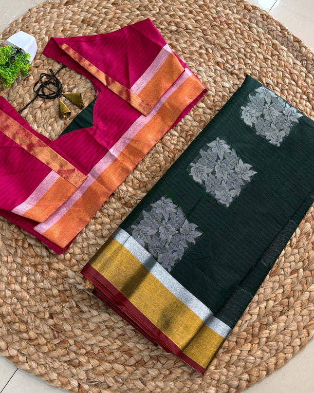 Saree With Stitched Blouse - (SIZE-40-44) - SWSB 557