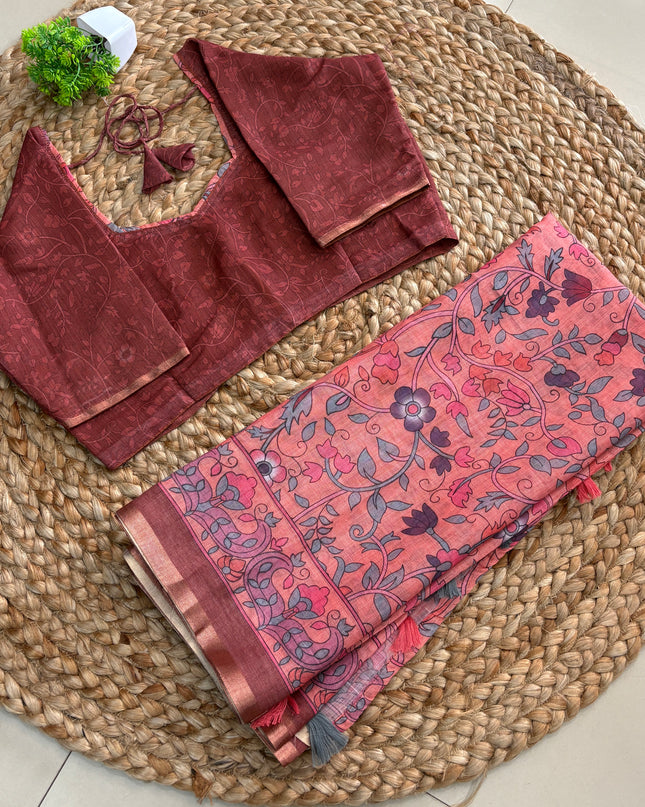 Saree With Stitched Blouse - (SIZE-38-42) - SWSB 566