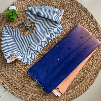 Saree With Stitched Blouse - (SIZE-38-42) - SWSB 563