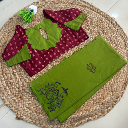 Saree with Stitched Blouse - (SIZE-40-44) - SWSB 630