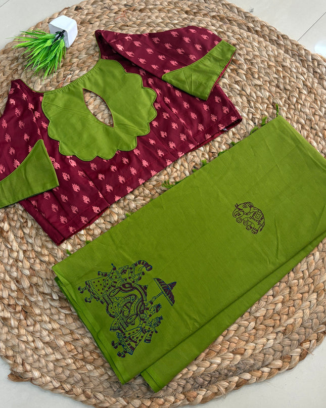 Saree with Stitched Blouse - (SIZE-40-44) - SWSB 630