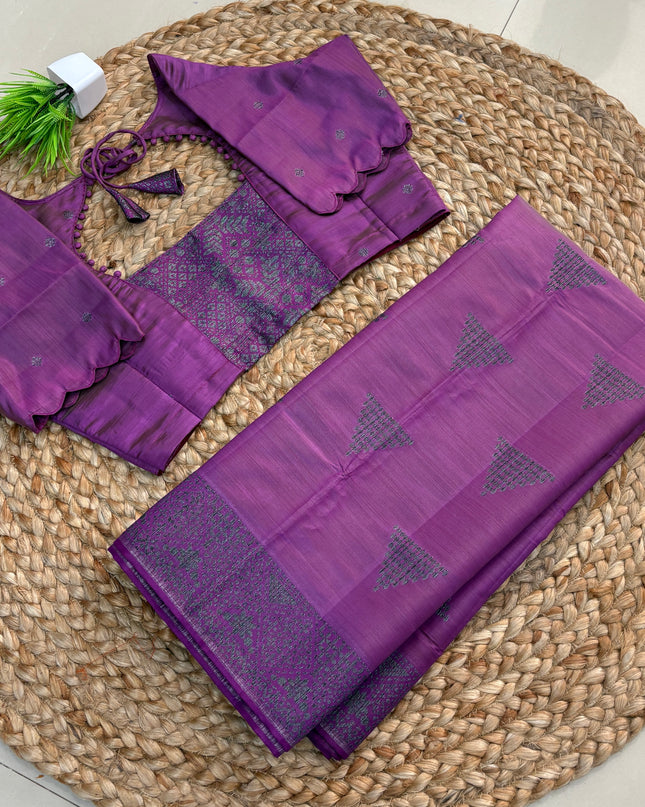 Saree With Stitched Blouse - (SIZE-40-44) - SWSB 647