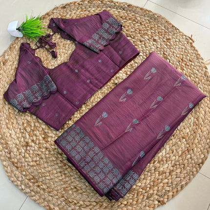 Saree With Stitched Blouse - (SIZE-42-46) - SWSB 636