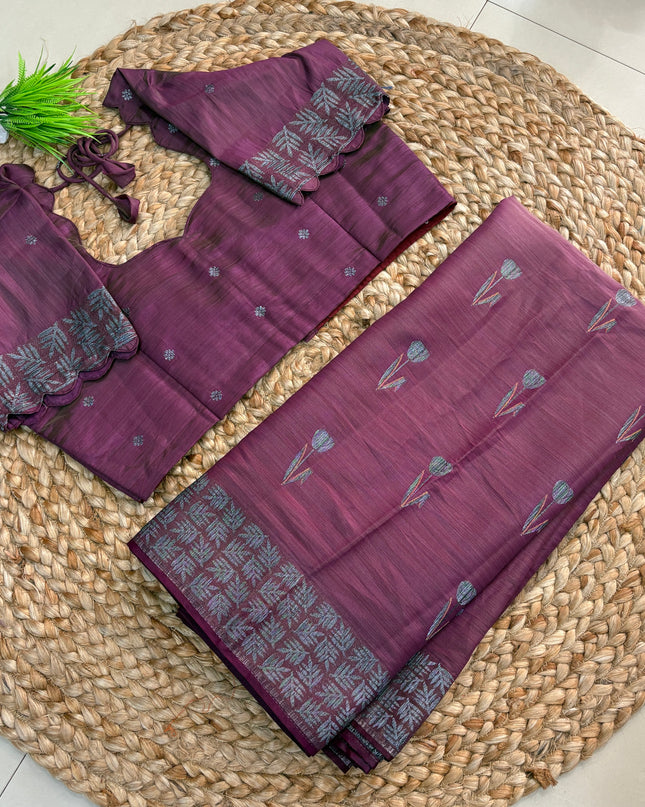 Saree With Stitched Blouse - (SIZE-42-46) - SWSB 636