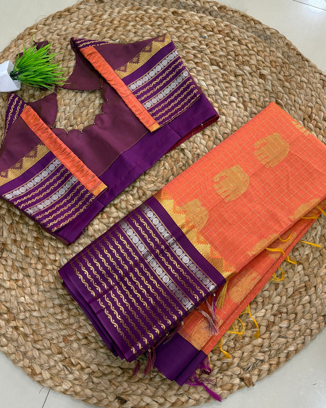 Saree With Stitched Blouse - (SIZE-40-44) - SWSB 646