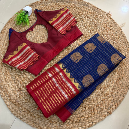 Saree With Stitched Blouse - (SIZE-38-42) - SWSB 641