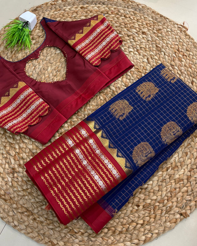 Saree With Stitched Blouse - (SIZE-38-42) - SWSB 641