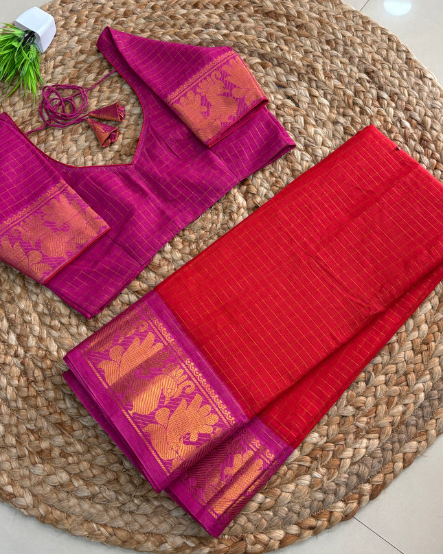 Saree with Stitched Blouse - (SIZE-36-40) - SWSB 653