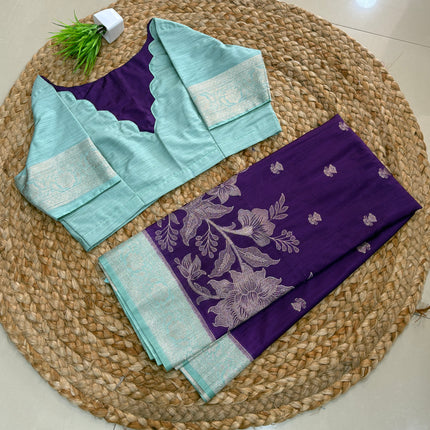 Saree With Stitched Blouse - (SIZE-38-42) - SWSB 657