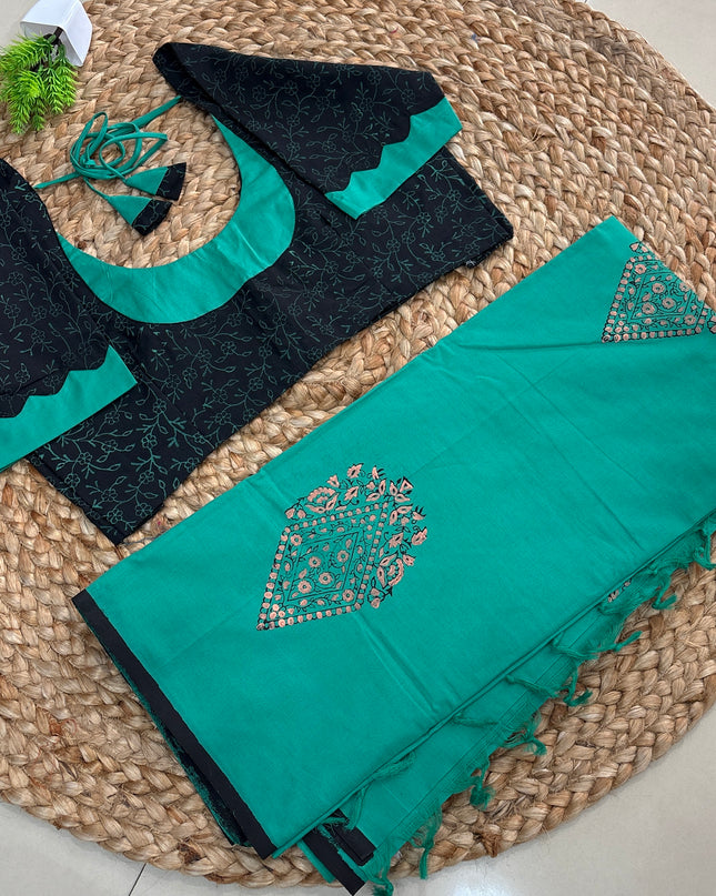 Saree With Stitched Blouse - (SIZE-40-44) - SWSB 669