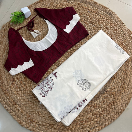 Saree With Stitched Blouse - (SIZE-38-42) - SWSB 667