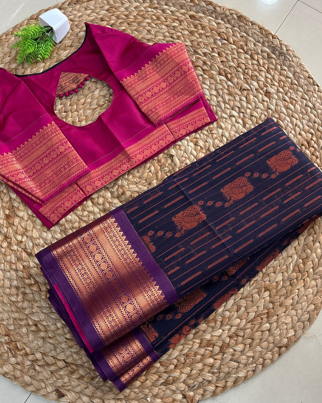 Saree With Stitched Blouse - (SIZE-36-40) - SWSB 671