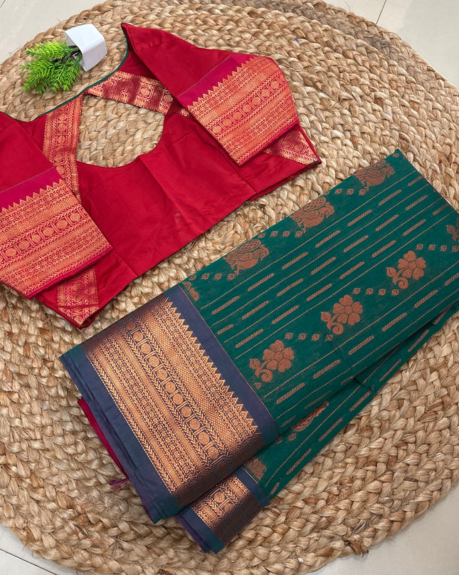 Saree With Stitched Blouse - (SIZE-38-42) - SWSB 673