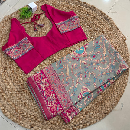 Saree With Stitched Blouse - (SIZE-38-42) - SWSB 672