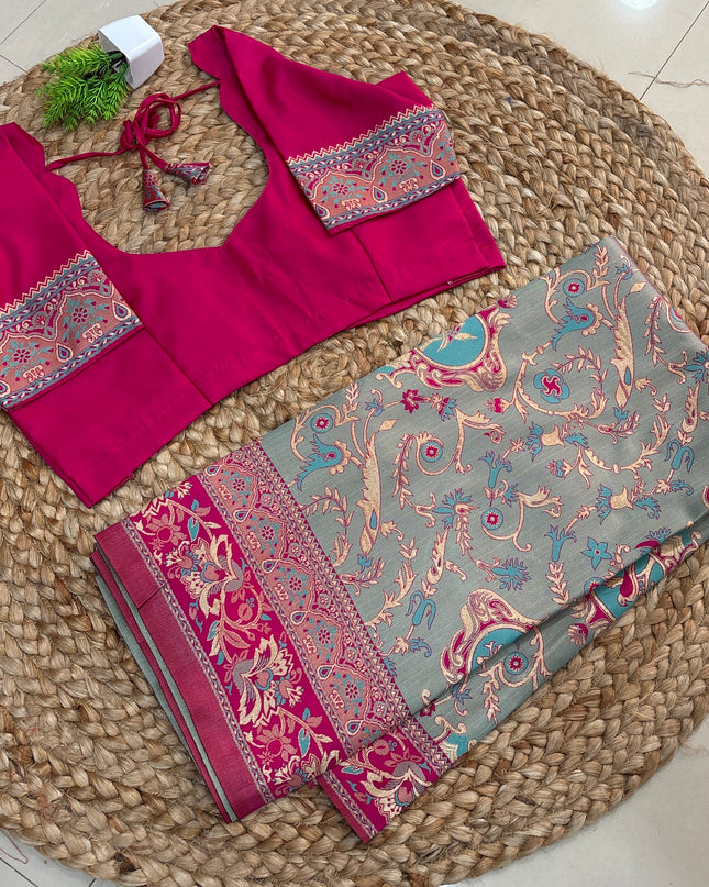 Saree With Stitched Blouse - (SIZE-38-42) - SWSB 672