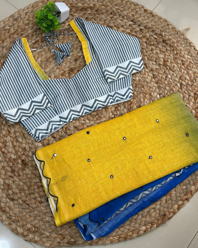 Saree With Stitched Blouse - (SIZE-34-38) - SWSB 682