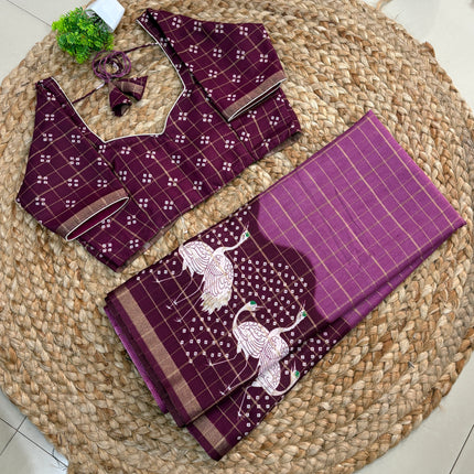Saree With Stitched Blouse - (SIZE-34-38) - SWSB 686