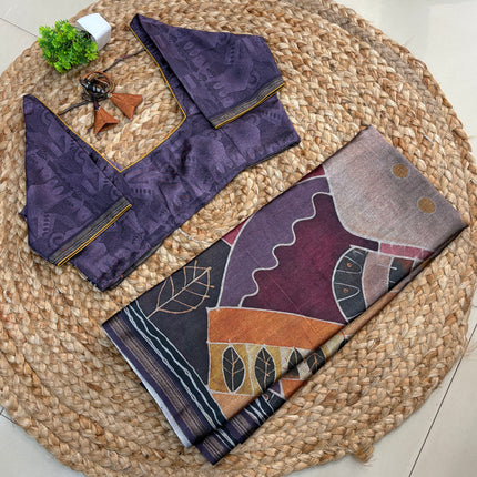 Saree With Stitched Blouse - (SIZE-38-42) - SWSB 675