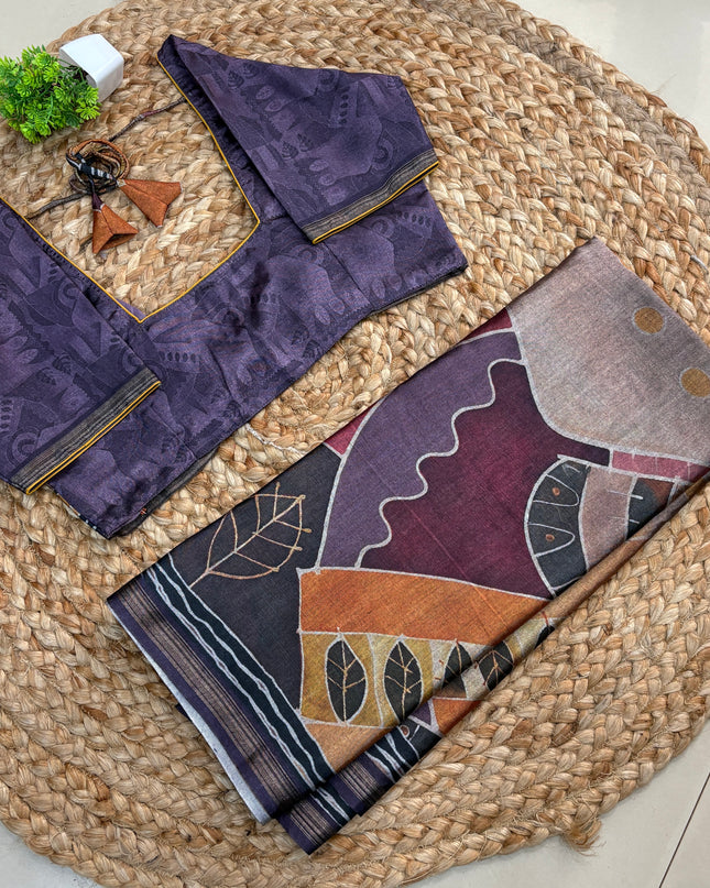 Saree With Stitched Blouse - (SIZE-38-42) - SWSB 675