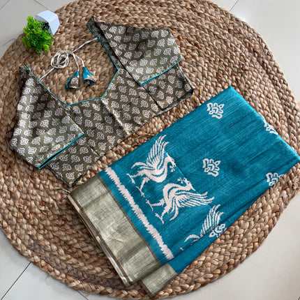 Saree With Stitched Blouse - (SIZE-38-42) - SWSB 818