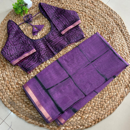 Saree With Stitched Blouse - (SIZE-40-44) - SWSB 719