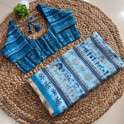 Saree With Stitched Blouse - (SIZE-40-44) - SWSB 720