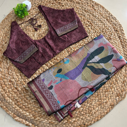 Saree With Stitched Blouse - (SIZE-38-42) - SWSB 769