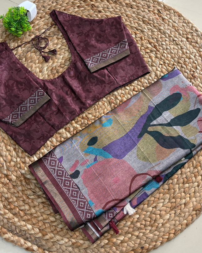 Saree With Stitched Blouse - (SIZE-38-42) - SWSB 769
