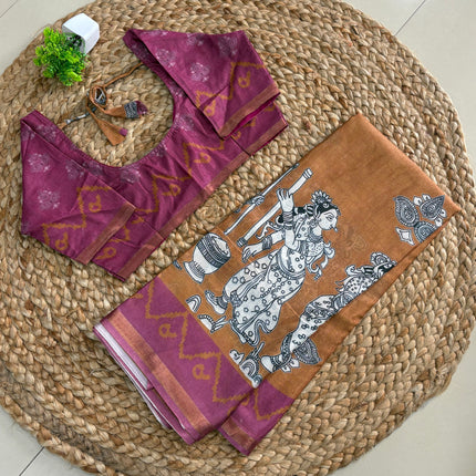 Saree With Stitched Blouse - (SIZE-36-40) - SWSB 781