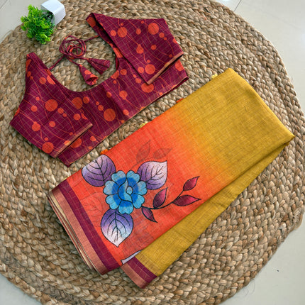 Saree With Stitched Blouse - (SIZE-36-40) - SWSB 780