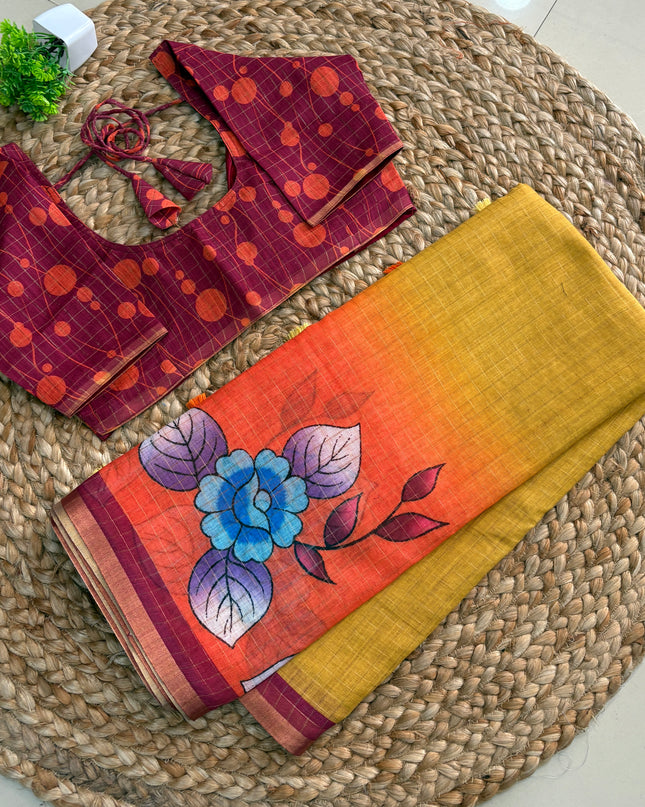 Saree With Stitched Blouse - (SIZE-36-40) - SWSB 780