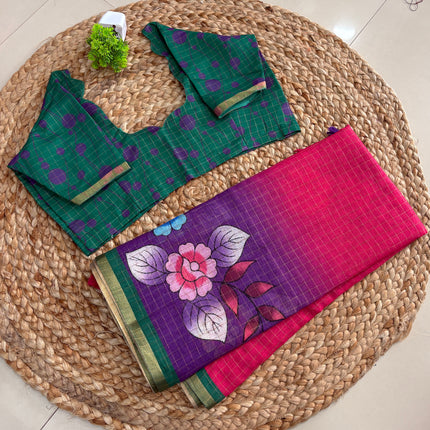 Saree With Stitched Blouse - (SIZE-38-42) - SWSB 816