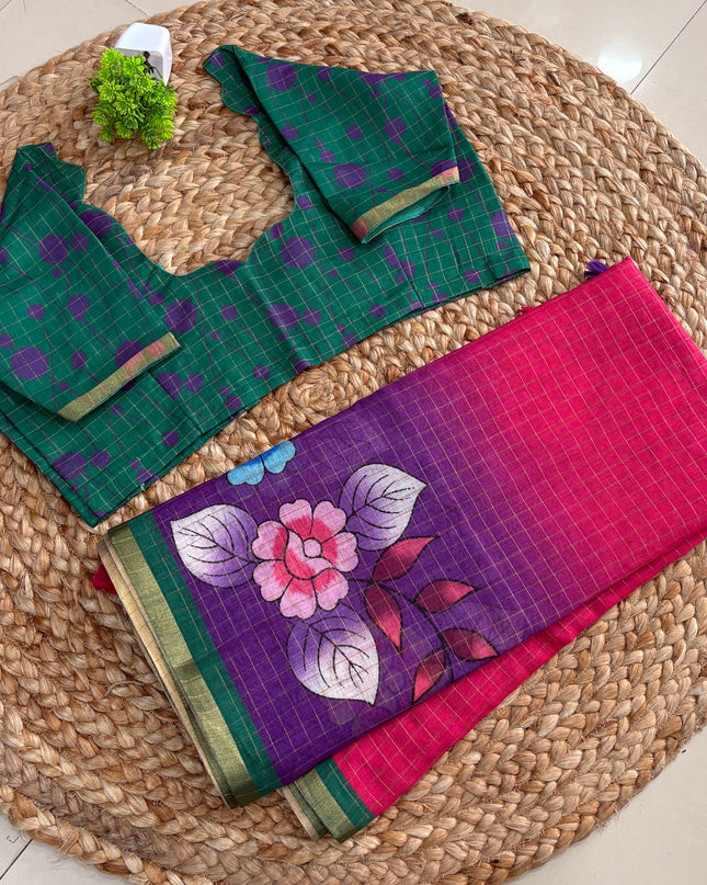 Saree With Stitched Blouse - (SIZE-38-42) - SWSB 816
