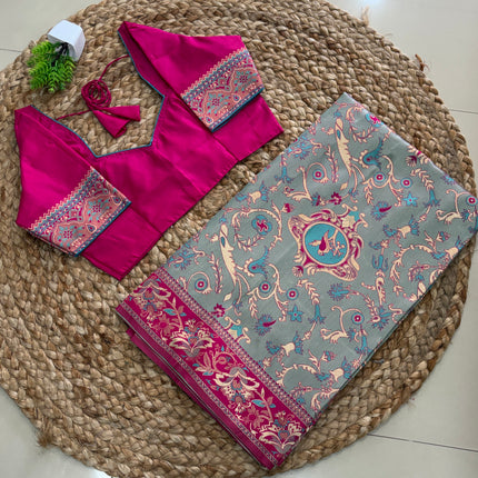 Saree With Stitched Blouse - (SIZE-36-40) - SWSB 711