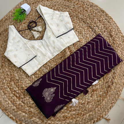 Saree With Stitched Blouse - (SIZE-34-38) - SWSB 694