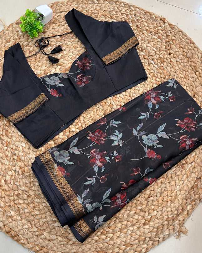 Saree With Stitched Blouse - (SIZE-38-42) - SWSB 785