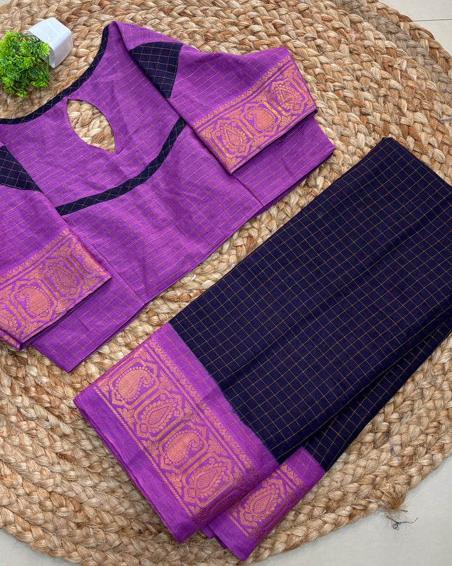 Saree with Stitched Blouse - (SIZE-42 - 46) - SWSB 731