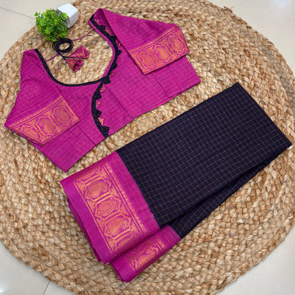 Saree with Stitched Blouse - (SIZE-40 - 44) - SWSB 740