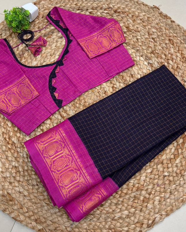 Saree with Stitched Blouse - (SIZE-40 - 44) - SWSB 740