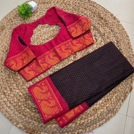 Saree with Stitched Blouse - (SIZE-42 - 46) - SWSB 738