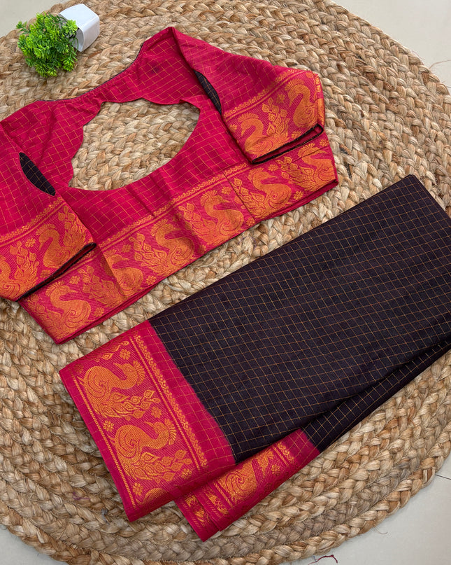 Saree with Stitched Blouse - (SIZE-42 - 46) - SWSB 738