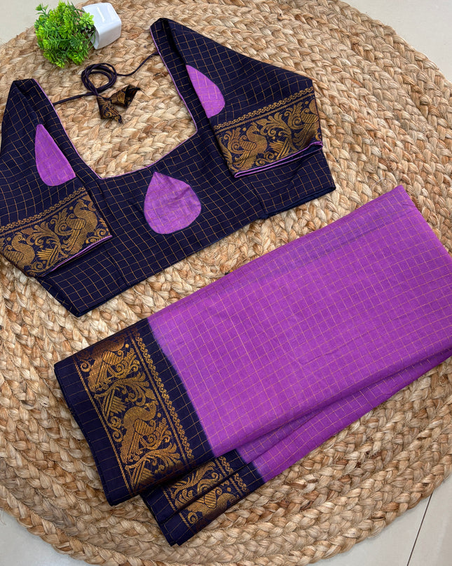 Saree with Stitched Blouse - (SIZE-40 - 44) - SWSB 739