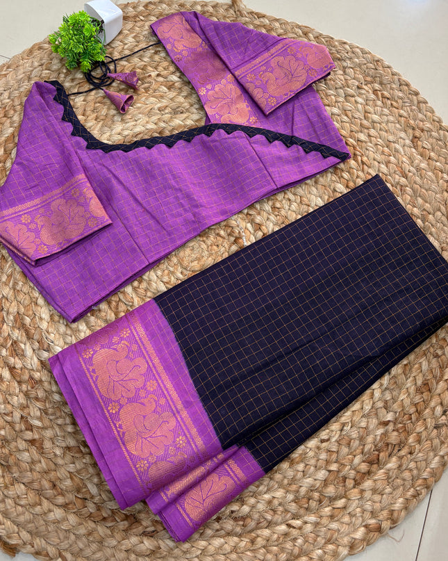 Saree with Stitched Blouse - (SIZE-42 -44) - SWSB 736