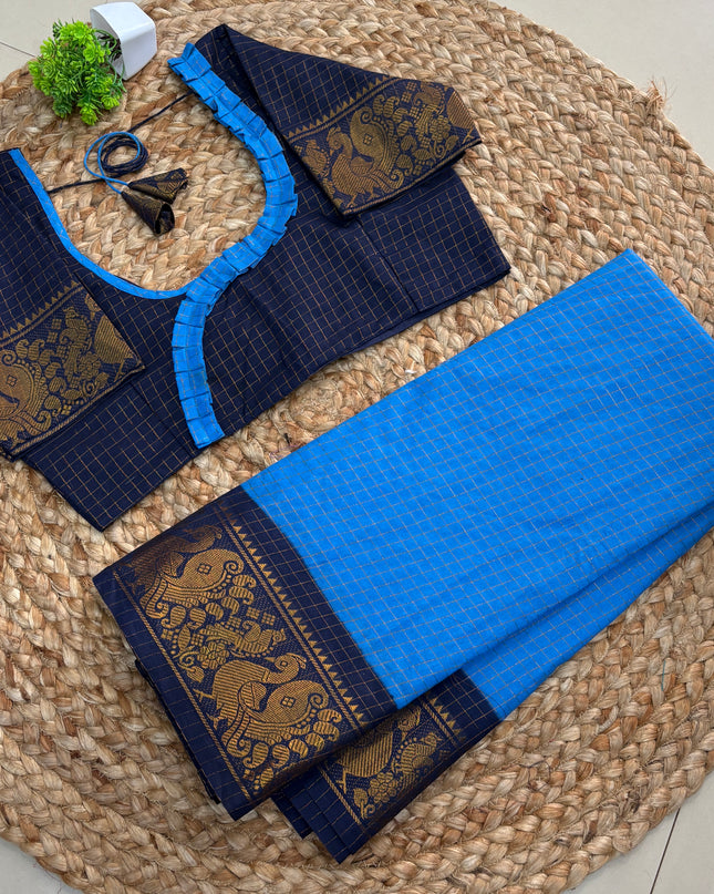 Saree with Stitched Blouse - (SIZE-42 - 46) - SWSB 737