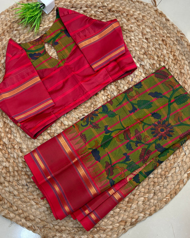 Saree With Stitched Blouse - (SIZE-40-44) - SWSB 751
