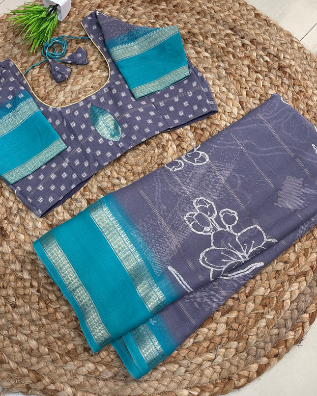 Saree With Stitched Blouse - (SIZE-38-42) - SWSB 774