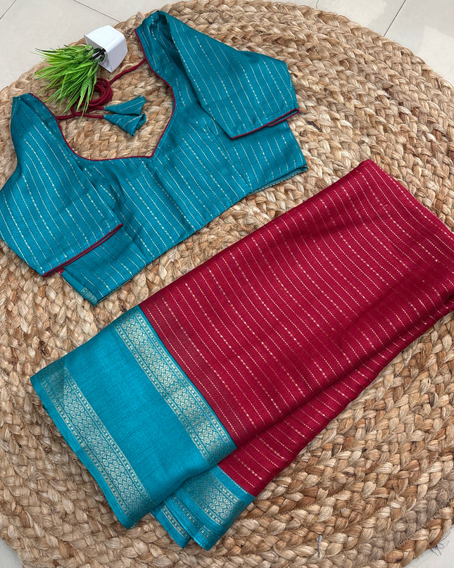 Saree With Stitched Blouse - (SIZE-36-40) - SWSB 761